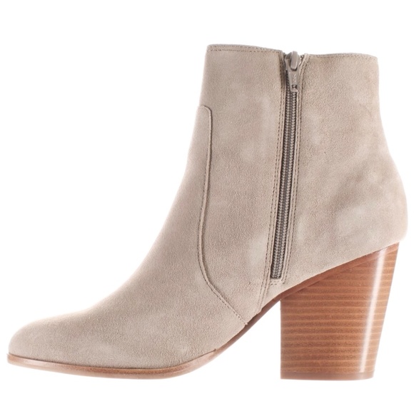 Soludos Emma Mineral Grey Suede Ankle Booties Leather Casual Block Heel Boots 10 - Picture 5 of 12